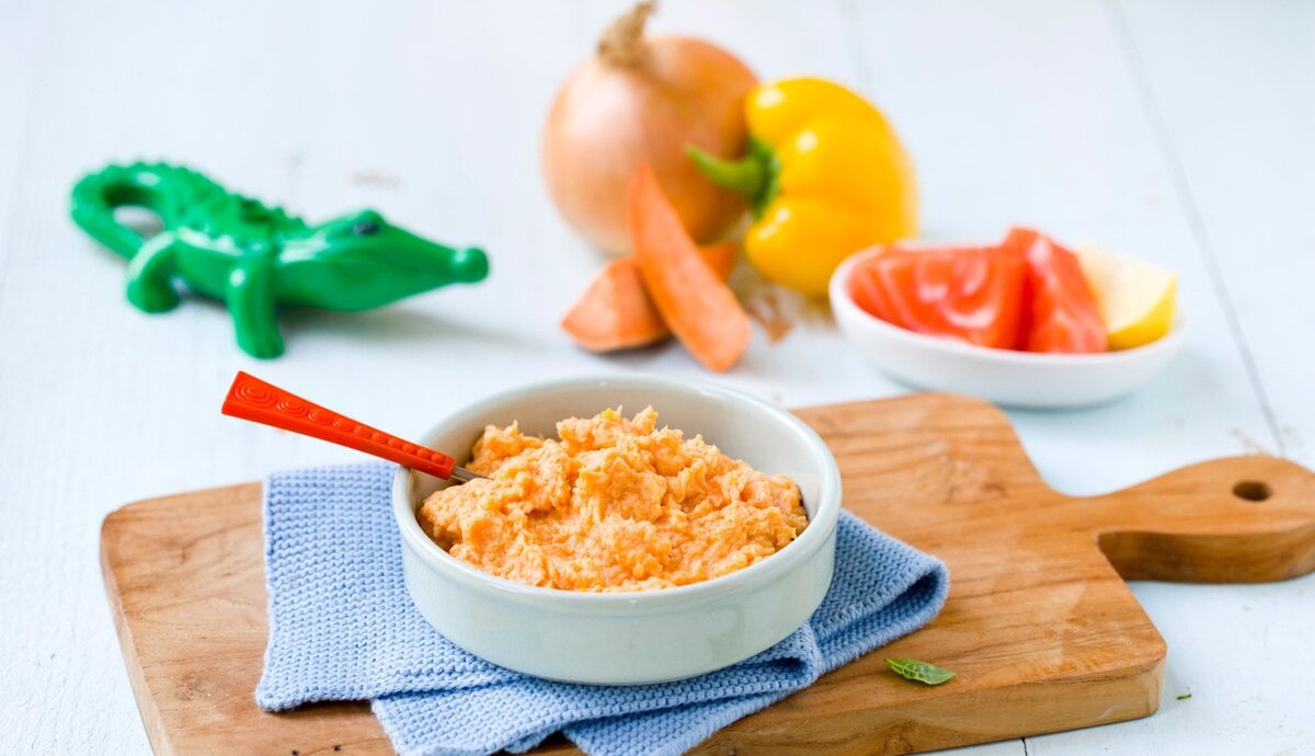 Barnas fiskegryte med laks og søtpotet