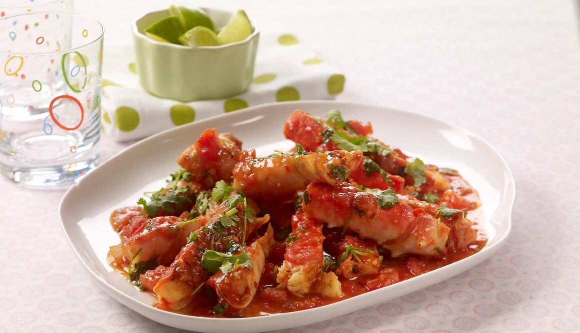 Kongekrabbe med lime og chili