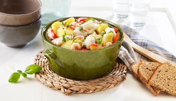 Fiskegryte med rødspette og reker