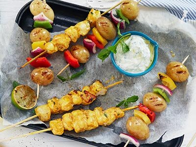 Spyd med breiflabb og grønnsaker