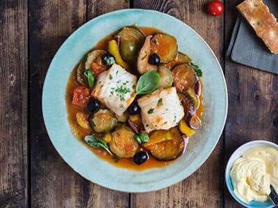 Brosme i middelhavsgryte