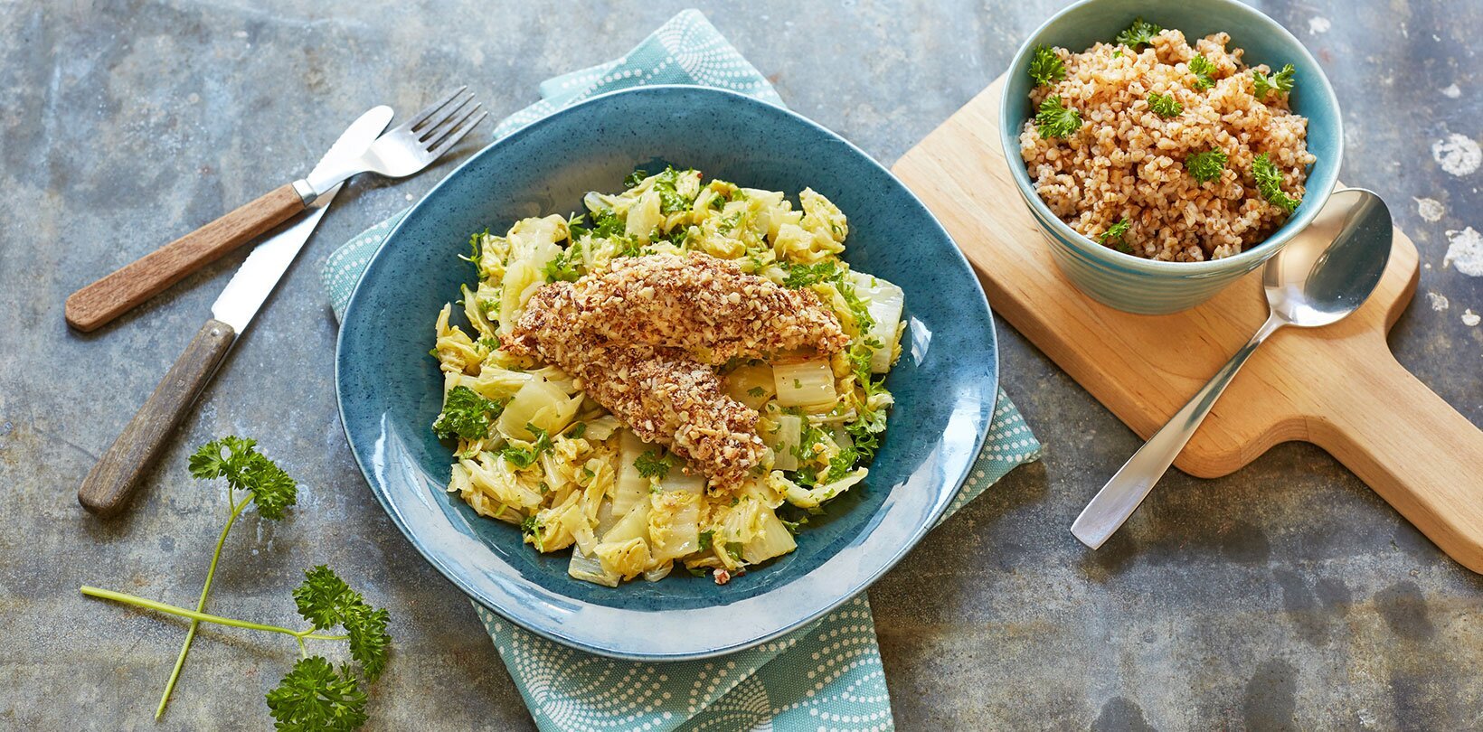 Hysepinner med syrlig kinakål