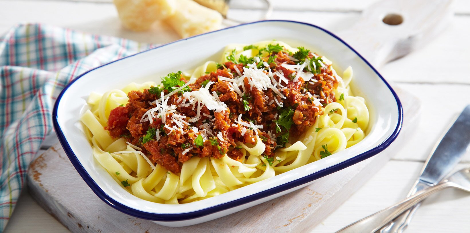 Pasta bolognese med krabbe