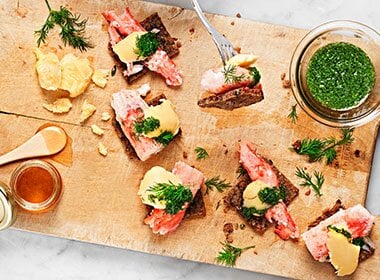 Snitter med kongekrabbe