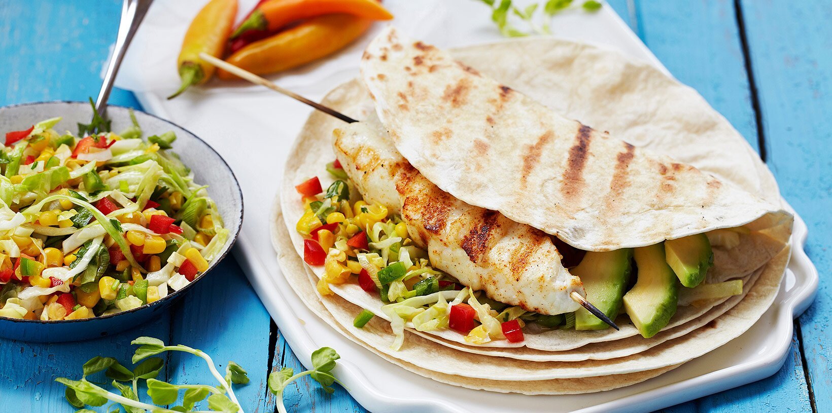 Grillet kveite i tortilla