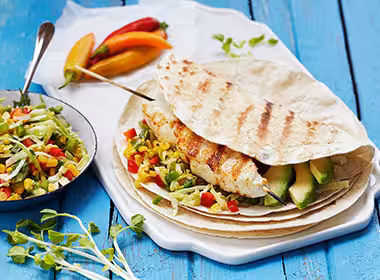 Grillet kveite i tortilla