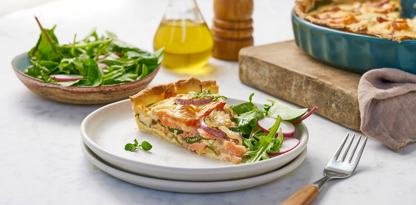 Quiche med røkt laks