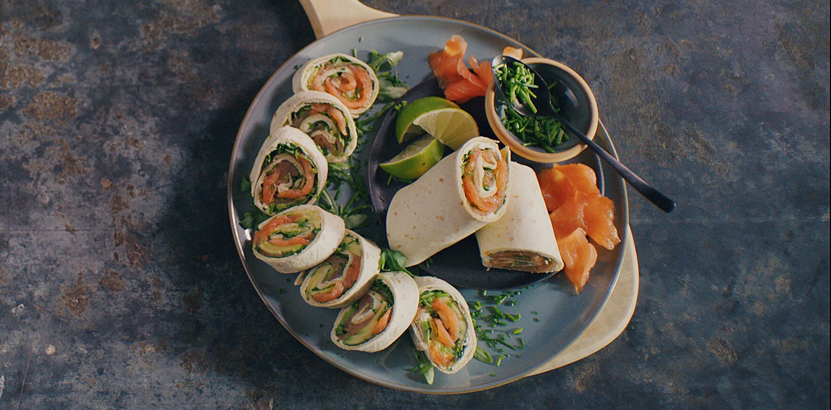 Tortillabiter med røkt laks