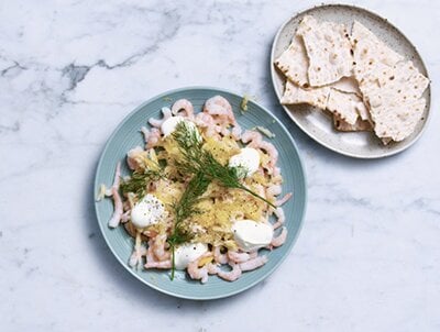 Reker med pepperrot og eple