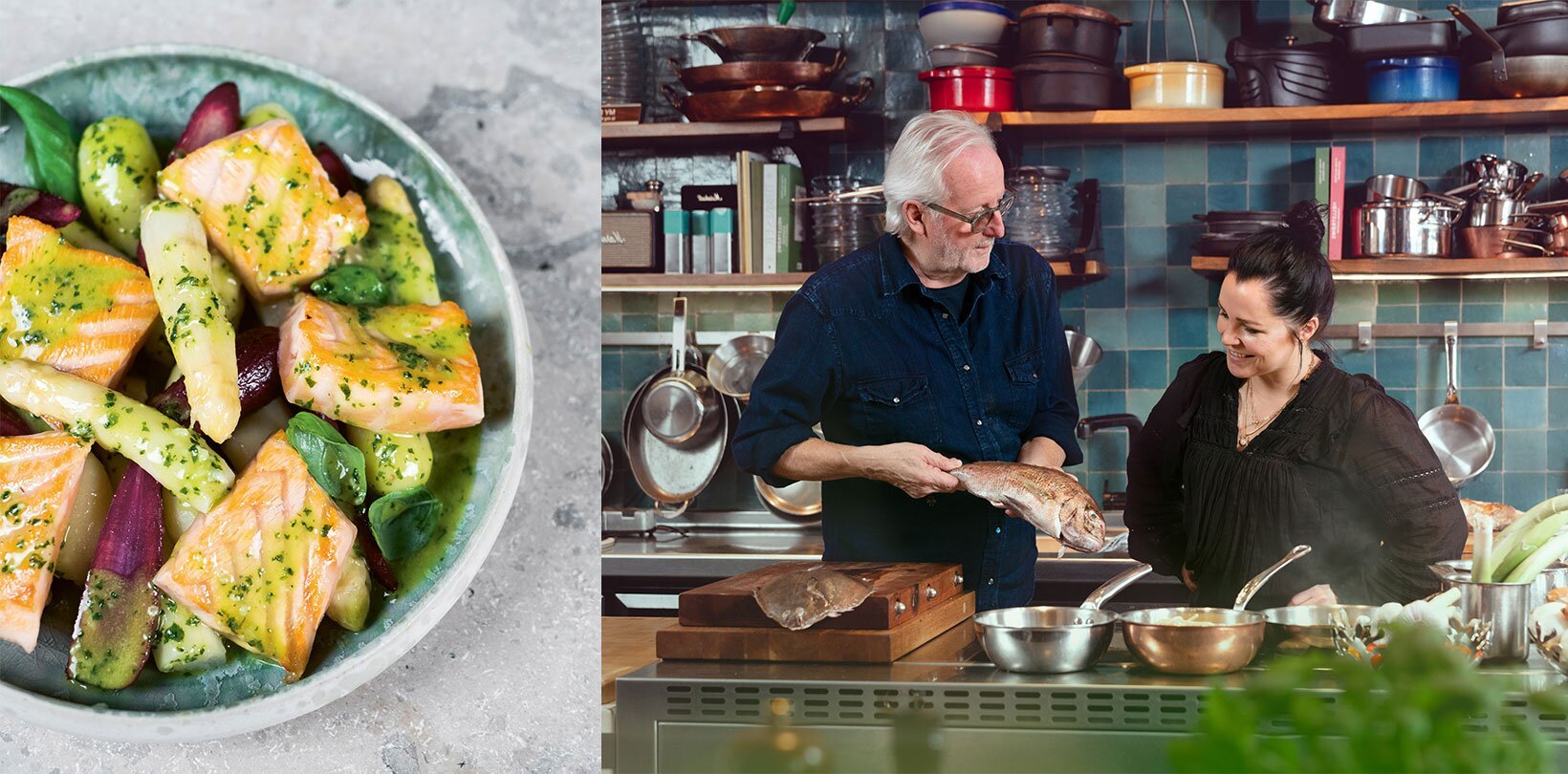 Laks og pesto med asparges