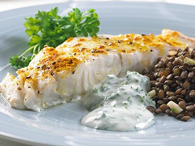 Ovnsbakt sei med grønne linser