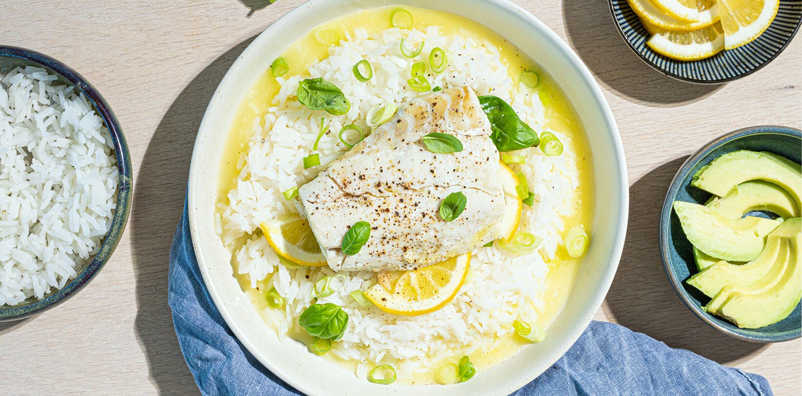 Ovnsbakt sei i sitron- og eplesaus