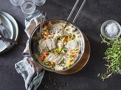 Seigryte med gulrot og purre