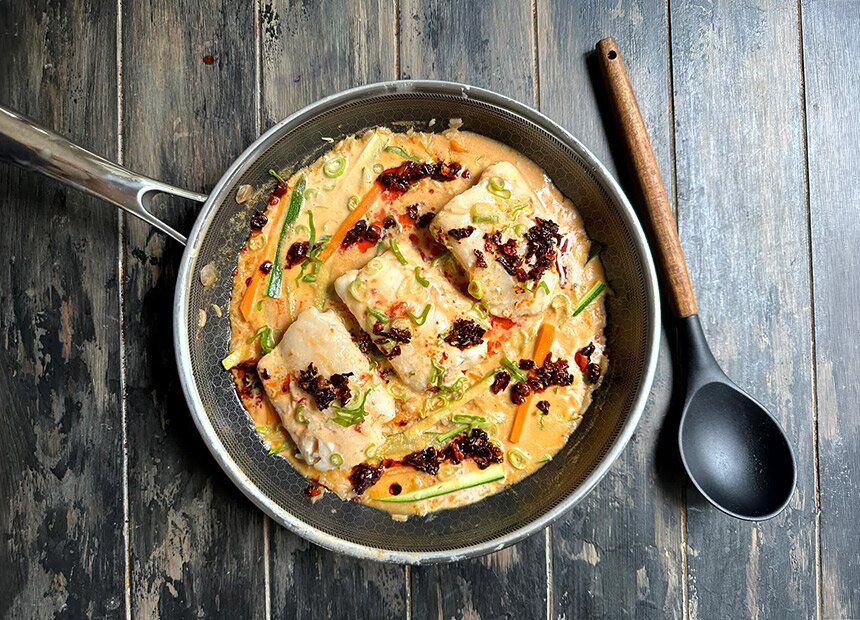Thai curry med hvit fisk på 15 minutter