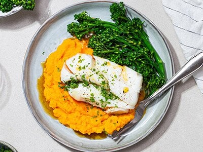 Skrei med gulrotpuré