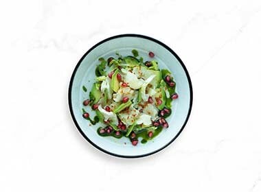 Tørrfisk-ceviche med avokado og granateple