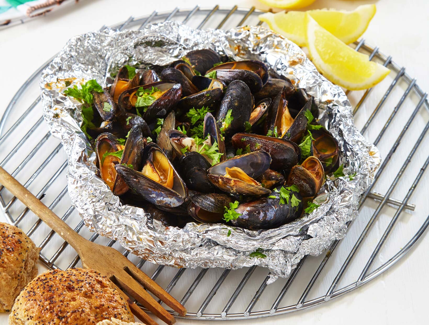 Blåskjell på grillen