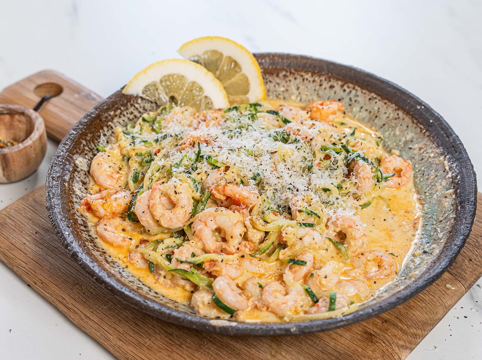 Lune reker med squashspagetti